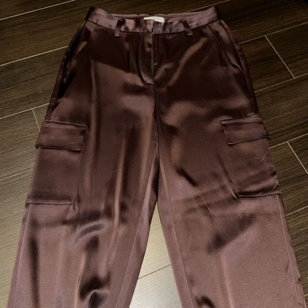 BABATON refined silk cargo pants, chocolate
